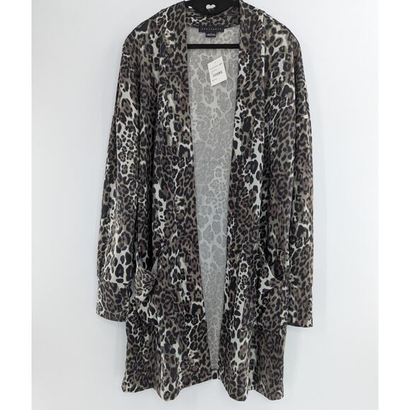 Sanctuary Duster Velvety Cheetah Print Camp Pocket Cardigan - Picture 2 of 10